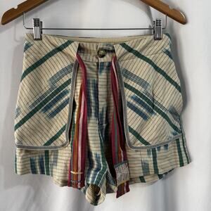 Urban Outfitters Eva Patterned Pocket Striped Shorts sz 4 Boho Hippie Crunchy